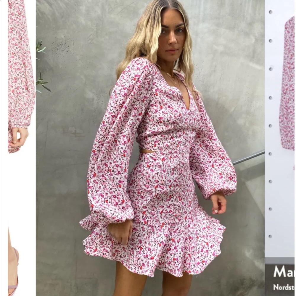 AFRM Cutout long sleeve floral dress